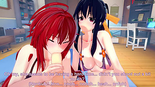 Akeno and Rias Surprise Me Whit a Double Blowjob - Dxd Ntr Madness Series
