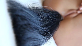 Russian petite Clover has fun with her pussy