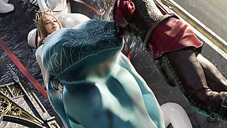 Sexy Blonde Queen with Giant Boobs Titty Fucked by a Messenger Boy and Facialized