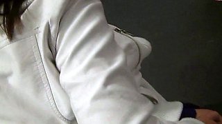 Brunette teen swallowing cum in POV blowjob