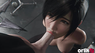Yuffie Final Fantasy 7 Completely Nude Blowjob Service - Wet & Messy 4K 3D Animation
