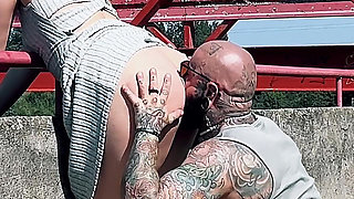 Risky Outdoor Fuck - Ass Eating, Pussy Play, Hard Fucking, Blowjob & Cumswap