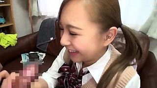 Alluring Japanese schoolgirl takes a thick cock in her peach