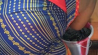 Dress Washing Saree Wearing Hot Talking Tamil Aunty