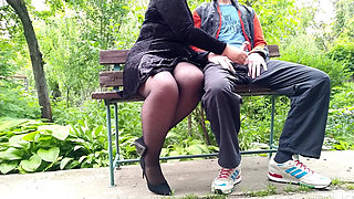 Pulled Out His Cock in Front of His Shy Stepmother Wearing Pantyhose