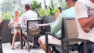 Big tit blonde enjoys threesome sex