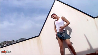 Katia: Horny Katia Stripping on the Terrace