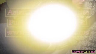 Amateur Thai t-girl teenager Ning saluting a humungous white boner in beautiful stocking