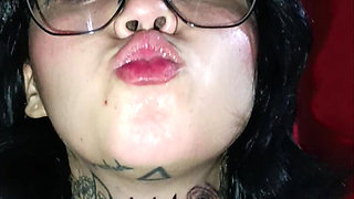 Tattooed Latin Woman, Black Heels Plays Modeling