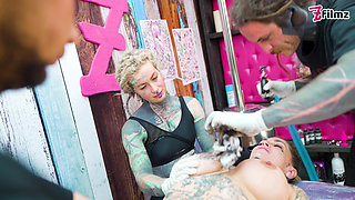 Tattooed Couple Fuck with Big Cocks Merry Gets Inked Foursome