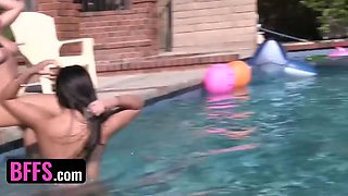 Bffs - Keisha Grey and her naughty gfs in swimsuit get horny in hot Summer Day by the pool