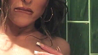 Horny Nympho Solo Shower Head Masturbation Tease
