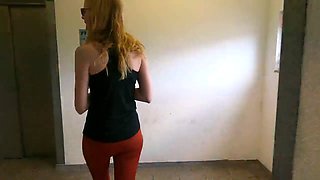 Bold girl gets punished with facials after being caught naked in the parking garage