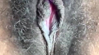Close up Stimulating My Big Clit Hairy Pussy Creaming