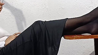 Tied with Plastic Tape Gagged with a Heel on the Face and Being Masturbated with a Toy