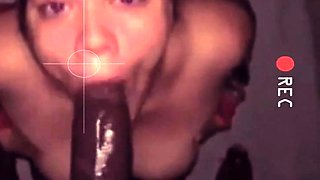 Tan stud gives a POV blowjob to his big cock