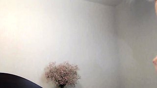 Non stop blonde with big boobs cock jerks off on the bed