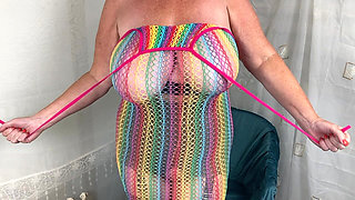 Mrs Mature Feet Shows off Her Open Crotch Girdle