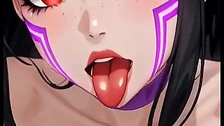Cute Brunette Moaning and Show Tongue, Ai Animation