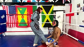 Merciless ball busting punishment for pitiful black servant