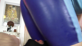 Blue Latex Dress Facesitting!