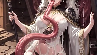 White-haired elf trapped in mimic box