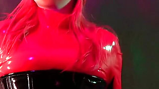 Sexy MILF with Big Natural Body Teasing in Latex Catsuit, Free Porn XXX Rubber Video