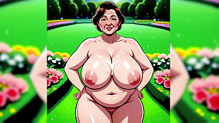Cartoon Mature Women in Garden Naked