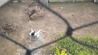 Amateur Brazilian Couple: Naughty Wife Flashing Naked in Front Yard