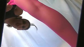 Teasing And Spanking Herself In Pink Tights With Ryan Keely