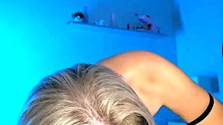 Blonde with big boobs fucked from behind before tit wanking