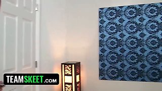 Lubed up massage with sexy petite boobed Stacie Andrews