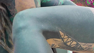 Anal Threesome During Tattoo Session