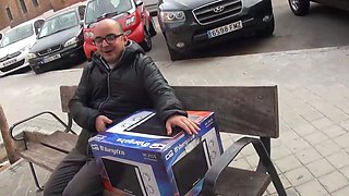 Big titted blonde tramp giving blowjob in hardcore 3some