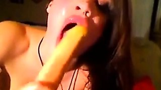 Silent Webcam Blowjob with Dildo
