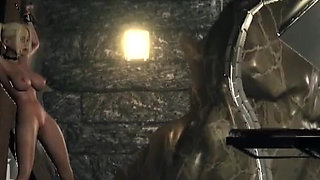 Hard fuck in the dungeon! Big hercules plays with a young blonde