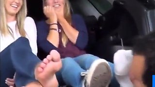 Foot Fetish Fun in the Car with My Amateur Slave