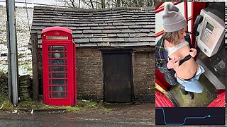 Cumming hard in public red telephone box with Lush remote