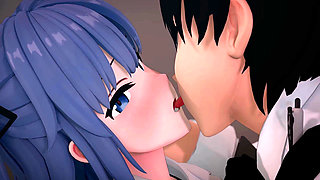 Hayase Yuuka Blowjob Blue Archive Hentai Mmd 3D Blue Hair Color Edit Smixix