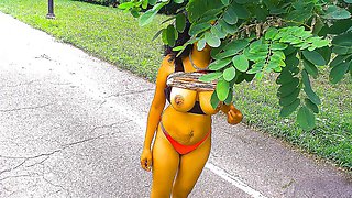 Ebony beauty Minah Khali gets sensual in an outdoor yoga class