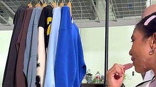 cute asian party girl gets HUGE facial at a party