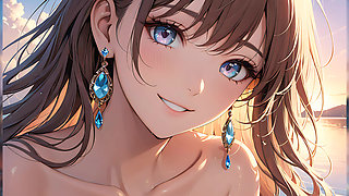 Pastel Reflections: a Beautiful Young Woman with Soft Skies in Her Eyes