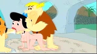 Fred and Barney fuck Betty Flintstones at cartoon porn movie