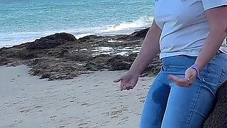 Peeing in Tight Jeans on the Beach