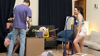 Two cute girls in a miniskirt fucked by a nice man