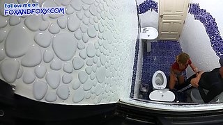 Public Toilet Cam 1. Sucking a strangers cock in a public restroom
