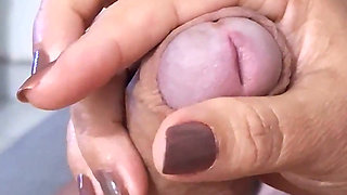 Stepmother Watching a Movie with Her Stepson Alone at Home, She Just Wanted to Squeeze Something. Please Don't Cum