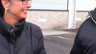 Tattooed Milf blows huge cock in the car and rides it on