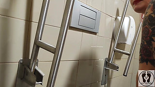 Fucking at Public Toilet Standing Doggy Fuck Facial Cumshot