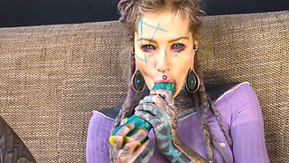 Inked Hippie's Solo Dildo Asshole Play